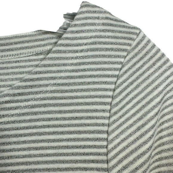 Banana Republic Silver Metallic Stripe Long Sleeve Scoop Neck Jersey, Small - Picture 4 of 12